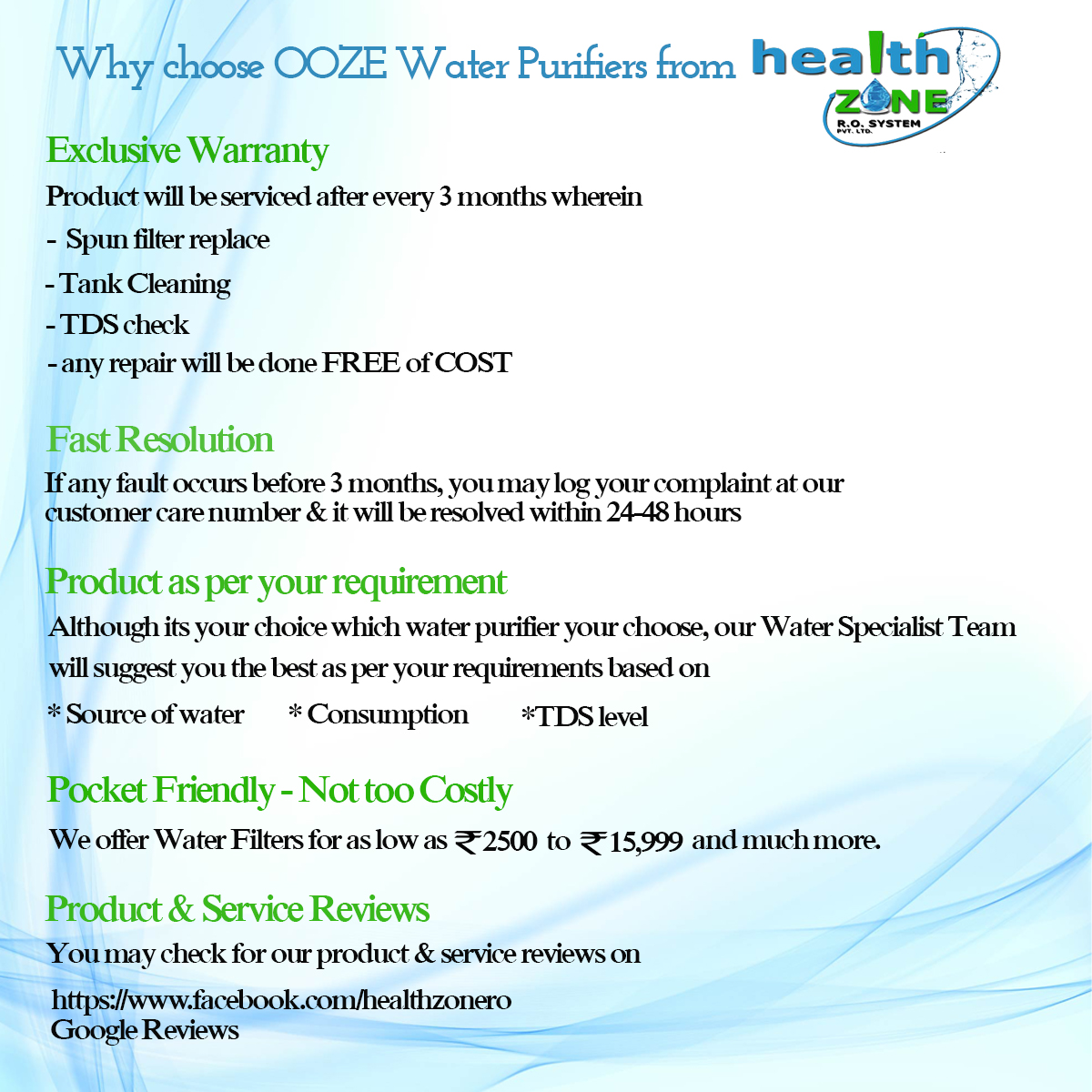 Choose Ooze RO UV Water Purifiers for Healthy Tasty Water